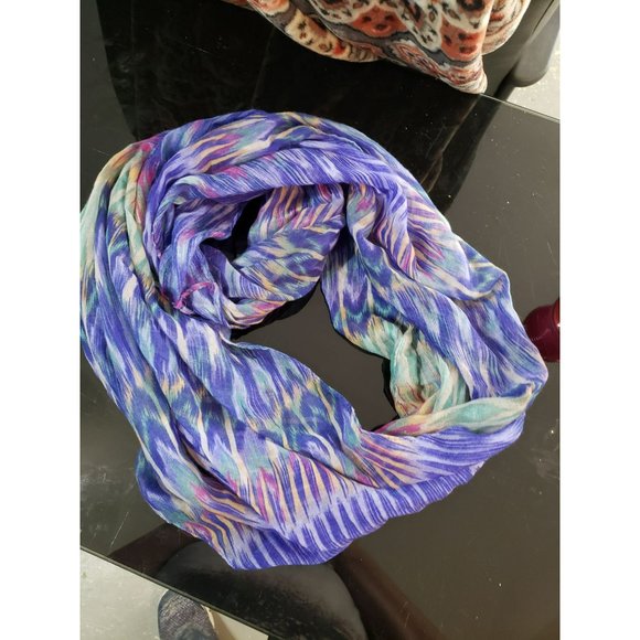 LA Double 7 Aztec Purple Multicolored Infinity Scarf Wrap Boho Chevron - Picture 3 of 7